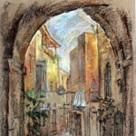 Pastel. paper.  size  35 x 55cm
Old Jaffa.