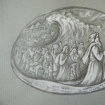 scetch for mother of pearl cameo - EXODUS - judaica