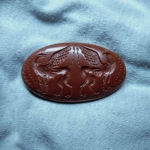 Antique  Greece gem replica.jasper.
intaglio handcarved.
Two Griffins.
size 53 * 35mm