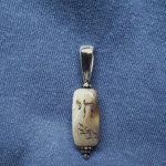 Judaica.Amulet.
handcarved in deep on a peace of stone.
stone size 2.3 * 11cm Chalcedony.Silver