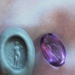 Ancient gem replica.Amethyst stone.
handcarved intaglio and impression.
size 16 * 10mm