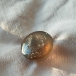 Handcarved intaglio.Smoky quarz.
size 22.8 mm diameter