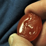 handcarved intaglio,ancient gem replica,mythology image-Sphinks
carnelian stone  size 30 * 22mm