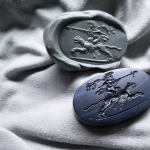 handcarved intaglio
mythological motive-young Satyr riding on a leopard
dark blue agate
size 44.5 * 29.3mm