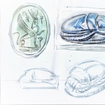 sketch for engraving a replica of an ancient
Scarab.