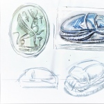 sketch for engraving a replica of an ancient
Scarab.