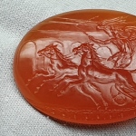 handcarved intaglio,carnelian stone.
/ Racing Shariot/ based on ancient frescoes 
Herculaneum city,Italy.
41.2 * 31mm