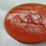 handcarved intaglio,carnelian stone.
/ Racing Shariot/ based on ancient frescoes 
Herculaneum city,Italy.
41.2 * 31mm