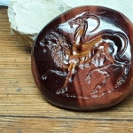 handcarved intaglio,CHIMERA
the mythological creature.
Tiger,s Eye stone engraved.
size 41.4 * 38.1 mm