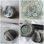 the working process-
sketch sreation,banded agate 
scaraboid seal.
mythology creature.