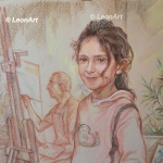 Guest in the studio.
Portrait.
tinted paper,pastel,sanguine.
60 * 42 cm