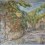 sketch of a corner of Old Jaffa
48 * 33cm  tinted paper,acrylic,
pastel.