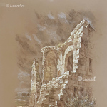 Castle ruins
tinted paper,pastel,acrylic.
size  66 * 43cm