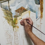 watercolor,acrylic,paper.
working process.